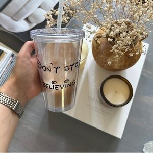1 FREE when you get 2! NEW “Don’t stop believing” clear tumbler